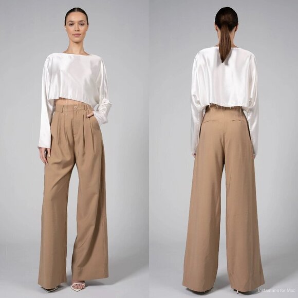 Non Chalant Pants - Non Chalant Fabi Wide Leg Pant - Camel